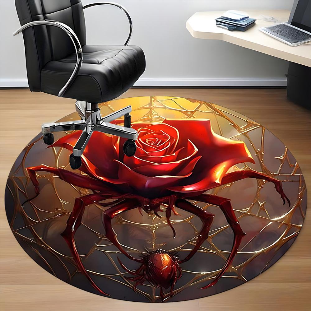 1PC Rose Spider Office Round Area Rug, Indoor Mat Suitable For Office, Under Office Chairs Bedroom Living Room Home Decor, Room DecoT1223082