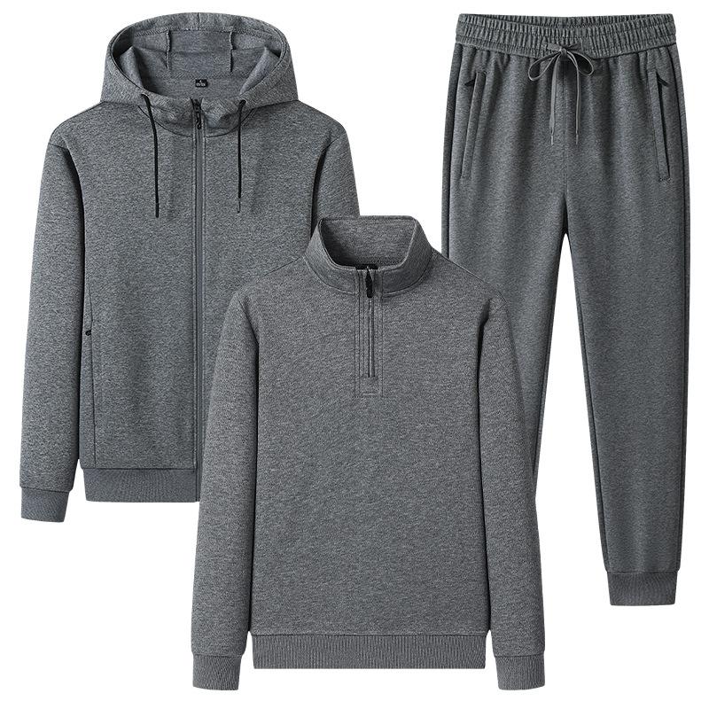 Men Spring Autumn Clothing Hooded Hoodies Suit Male 3 Pieces  Set Sweatshirt + Sweatpants Tracksuit Men Sportswear Sets