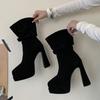 Eilyken Solid Platform Woman Ankle Boots Pointed Toe Square High Heels Shoes Punk Style Modern Bottes Femmes