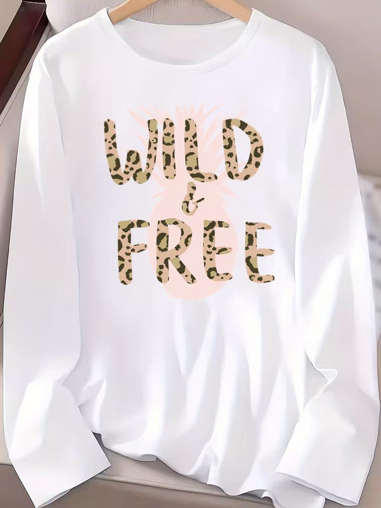 (Asian Size) Women T Shirt Tee Lady Printed watercolor love style Female Clothing Casual Fashion Top Long Sleeve  Graphic T-shirts