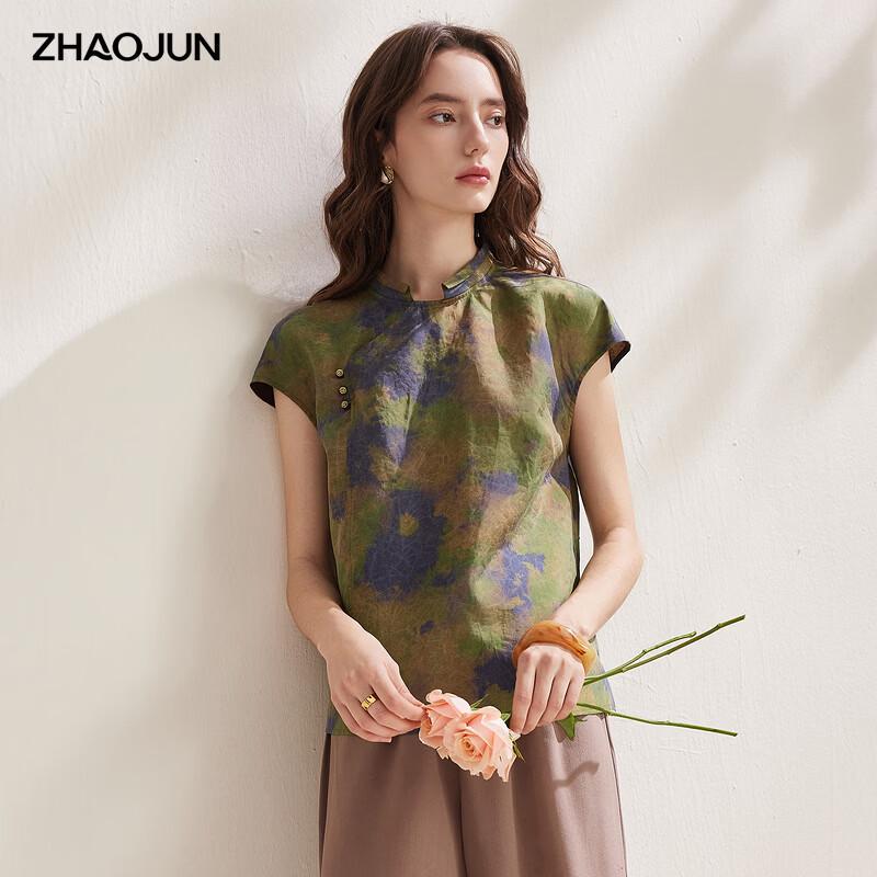 Zhaojun 2026 New Chinese Style Mulberry Silk Short Sleeve Top 3XL