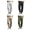 Heren Broek Middelhoge Taille Knop Rits Sluiting Casual Broek met Zakken Effen Kleur Losse Pasvorm Lichtgewicht Ademende Broek