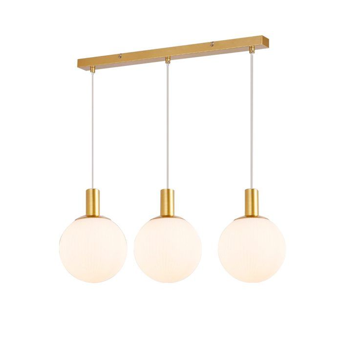 Suspension Dining Table - NETTLIFE - Glass Pendant Lamp - E27 - 3 Bulbs - Gold