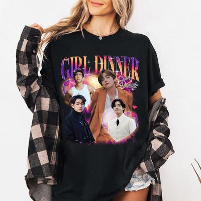 Camiseta Girl Dinner Kim Taehyung V, camiseta homenaje a los fans, camiseta de estilo hip hop urbana extragrande de manga corta para hombre y mujer, ropa informal.