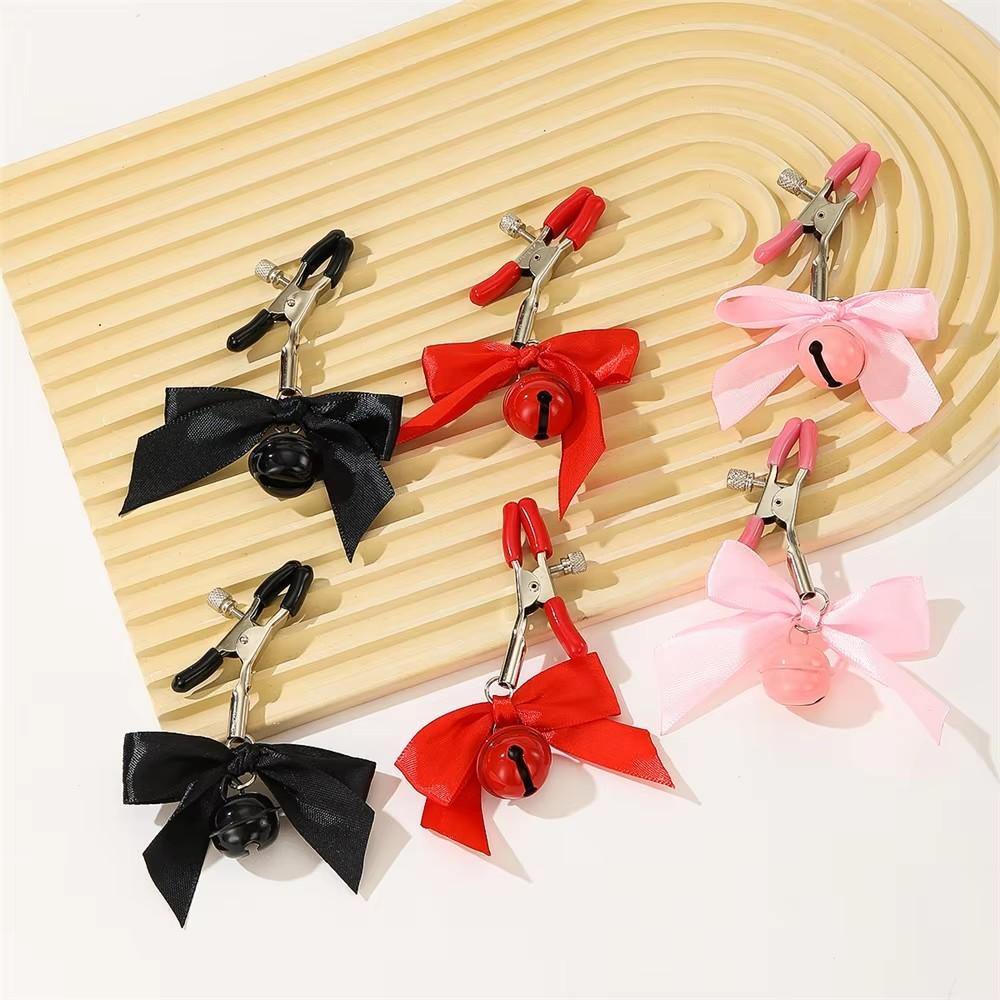 1 Pair Bowknot Small Bell Nipple Clamps Metal Breast Stimulation Exotic Accessories Bondage Hairball Sexy Women's Sex Toys