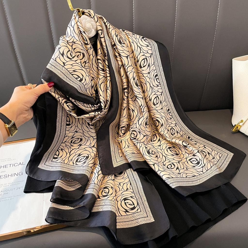 The new printing silk scarf spring and summer outside take sunscreen scarf beach towel thin section warm neck temperament versatile ladies