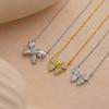 Women's European and American Style Copper Zircon Bow Necklace Pendant Clavicle Chain Jewelry