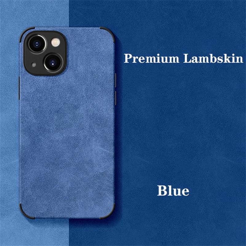Lambskin Leather Case For iPhone 16 15 Pro Max 13 12 Pro 14 11 XR X 8 7 Matte Soft Solid Color ShockProof Cover