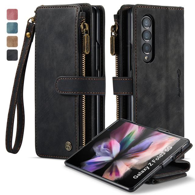 Kartentasche Business Leder Klapphülle für Samsung Galaxy Z Fold4 Fold 4 Fold3 Fold 3 5g S22 S23 Ultra S21 Plus S20 Fe Hüllen