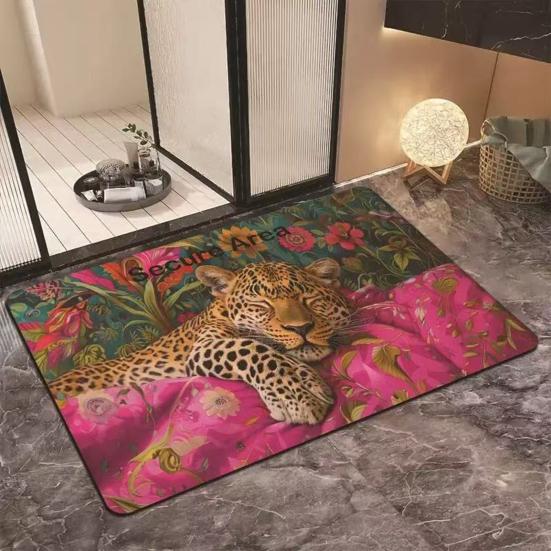 Realistic Animal Floor Mat 3D Optical Illusion Rug Cute Cat Design Entrance Rug Non-slip Dog Doormat for Bathroom Kitchen Living Room Bedroom