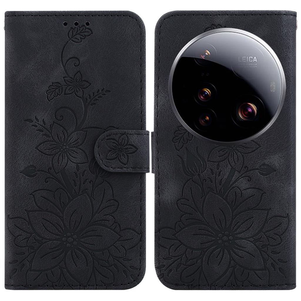 Für Xiaomi 15 Ultra Hülle Lily Flower Prägung Leder Handyhülle mit Ständer