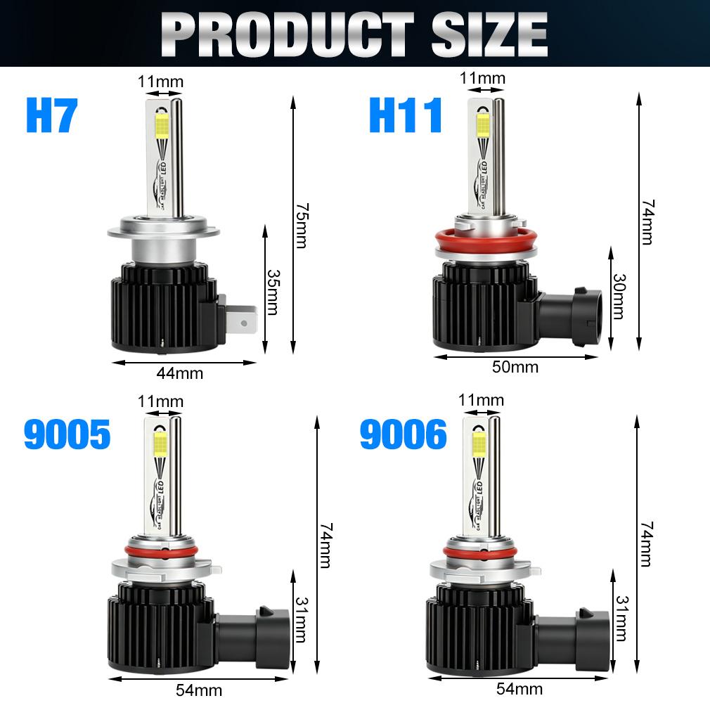 2 Pezzi Canbus H11 LED H7 H8 9005 HB3 9006 HB4 Lampadine LED per Fari 6000K 70W 40000Lm Super Luminose 24 Nuclei CSP Turbo Faro DRL Luce di Marcia Diurna