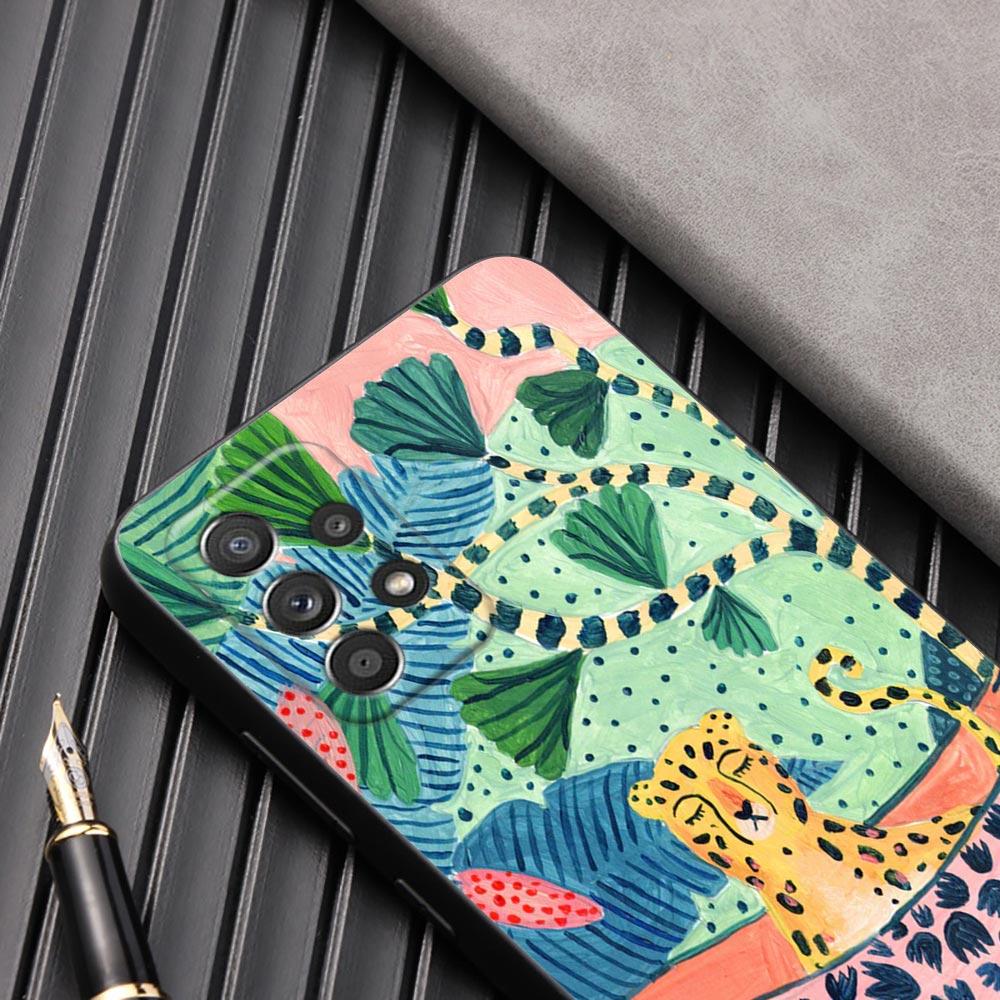 Jungle illustration Snake Cats Sloth Phone Case For Samsung Galaxy A57 A56 A37 A55 A36 A26 A54 A52 A35 A34 A25 A17 A16 A07 Cover