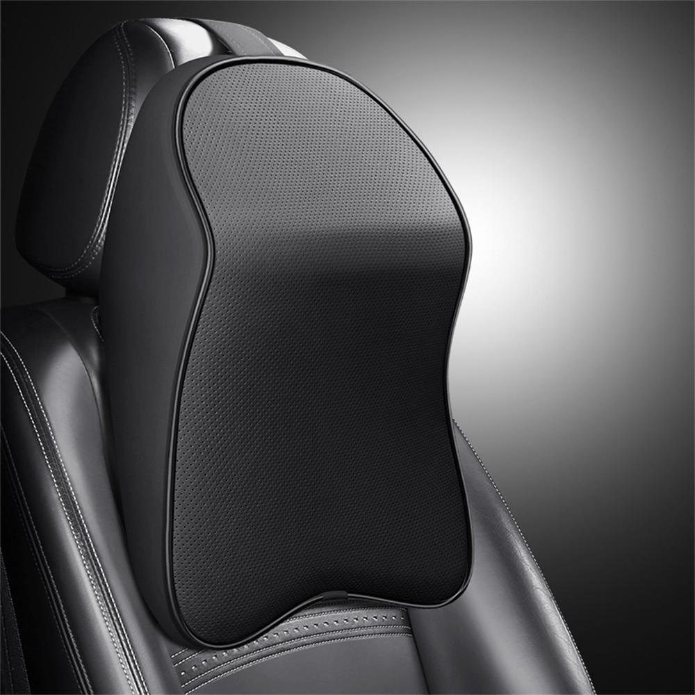 Universal Car Neck Pillow Neck Support Pillow 3D Nappa Leather Memory Foam Head Pillow for Car Pain Relief Travel Neck Support
