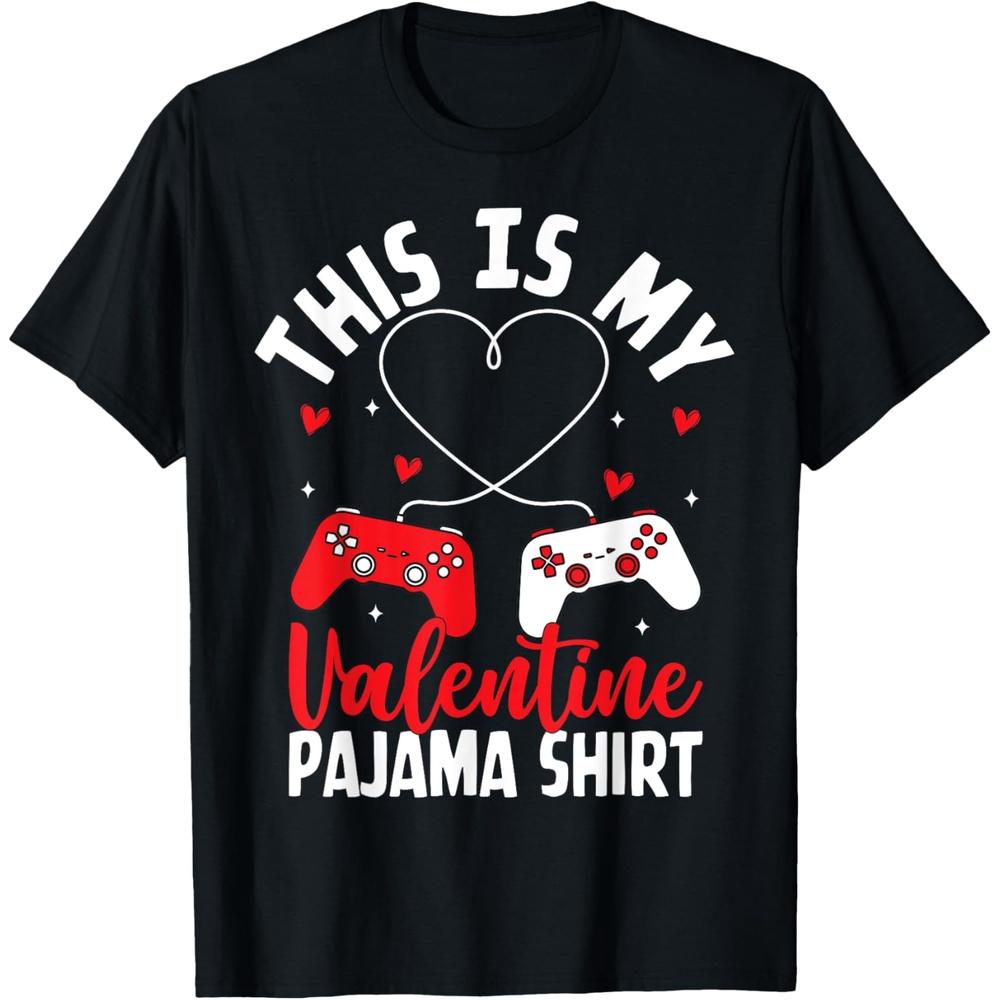This Is My Valentine Pajama Gamer Video Games Valentine Boys Cotton Men T Shirt XS чёрный