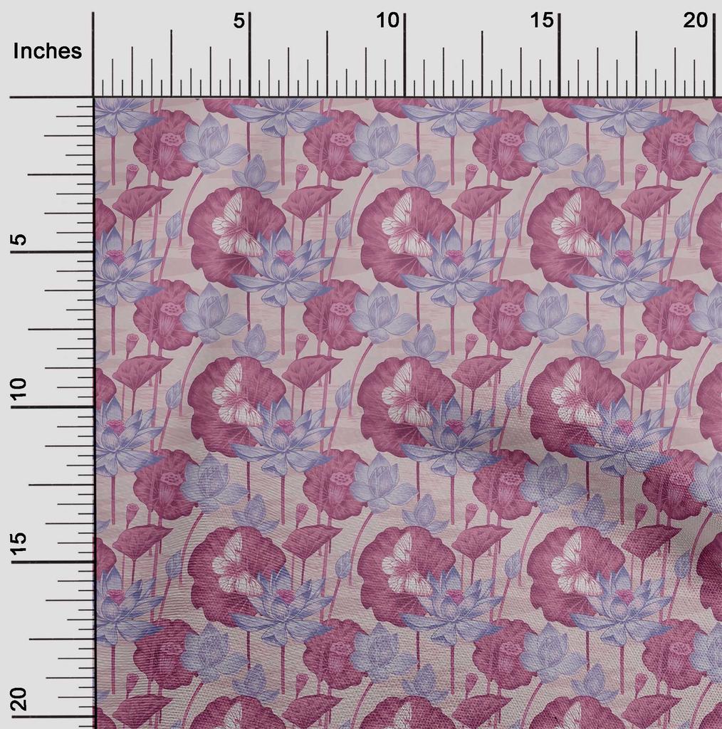 oneOone Cotton Poplin Twill Forest Green Fabric Insect,Leaves & Lotus Floral Sewing Fabric By The Yard Printed Diy Clothing Sewing Supplies 56 Inch