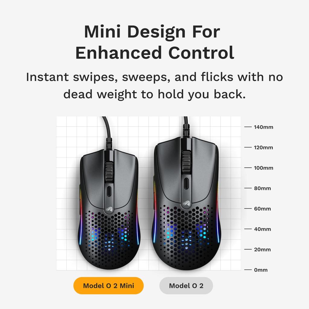 Glorious Model O 2 Mini Matte Black Lightweight Wired Gaming Mouse GLO-MS-OMV2-MB MS0738