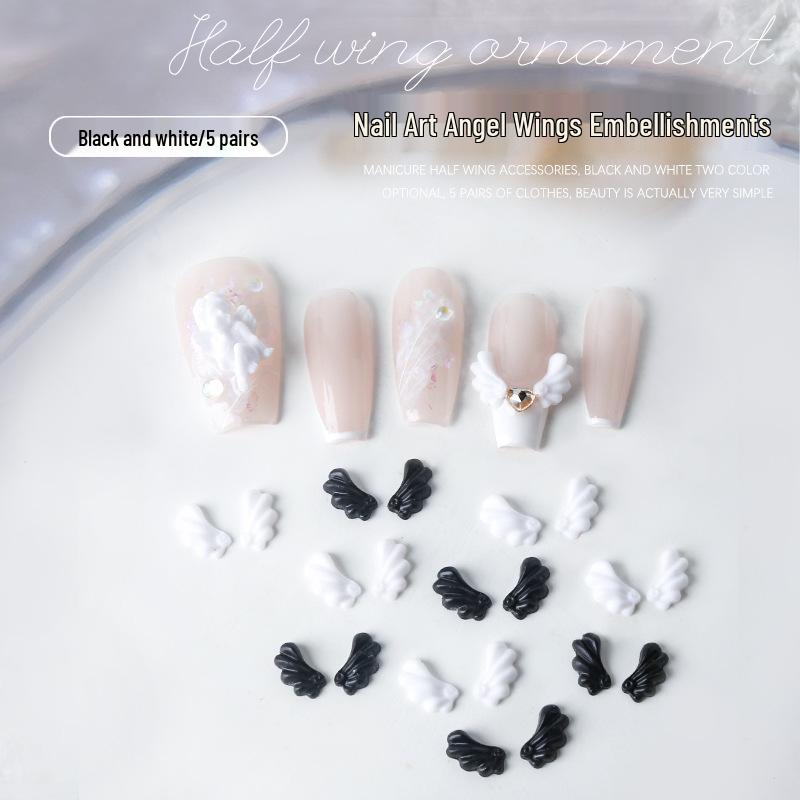 Angel Wings Fairy Resin Nail Art Stickers - 10pcs Press-On Nail Decorations