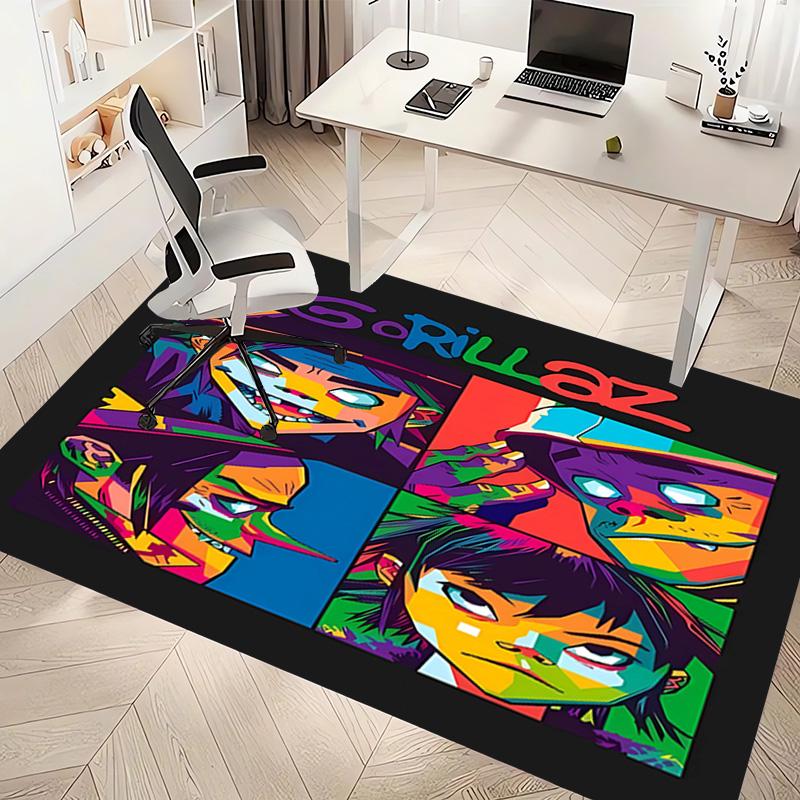 1pc Gorillaz band Print Area Rug - Soft, Washable Non-Slip Indoor Mat, Living Room, Home Office Decorative Rug,Office Decorative