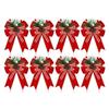 Christmas Bows with Pine Cones Pine Needles Buffalo Plaid Ribbon Bows Christmas Tree Wreath Decoration for Gift Wrapping