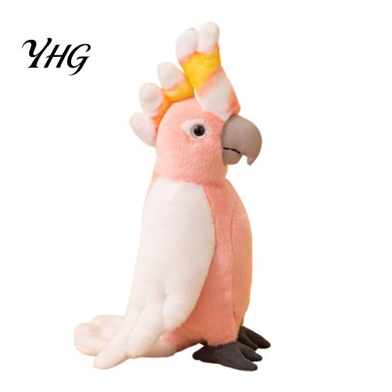 Bird Lover Gift Cute Parrot Plush Toy, Soft Stuffed Animal for Kids, Pink Realistic Polyester Toy Doll with Fluffy Fabric Bedroom Decor And