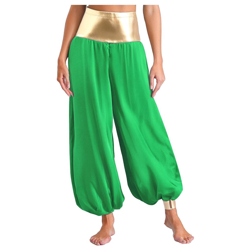 Kadın Sihirli Hippie Harem Pantolon Metalik Parlak Patchwork Fener Pantolon