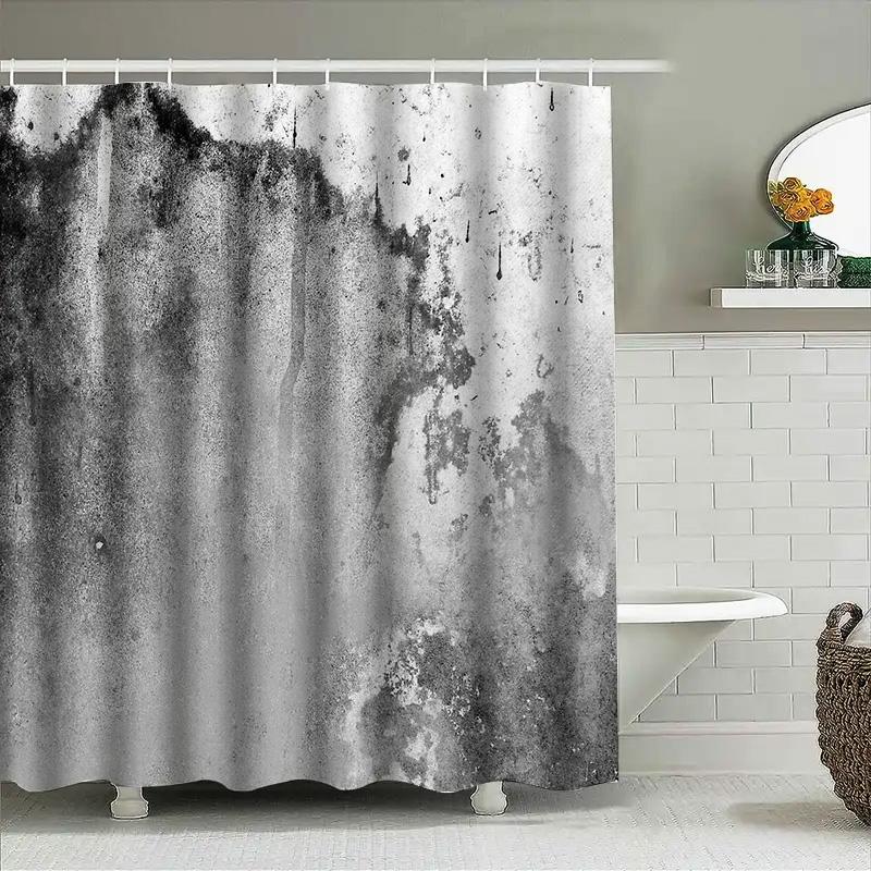 Duschvorhang Vintage Grau Steinstruktur Wasserdicht Hintergrund Bauernhaus Badezimmer Dekor Künstlerisch Grunge Wandbehang Moderner Stil