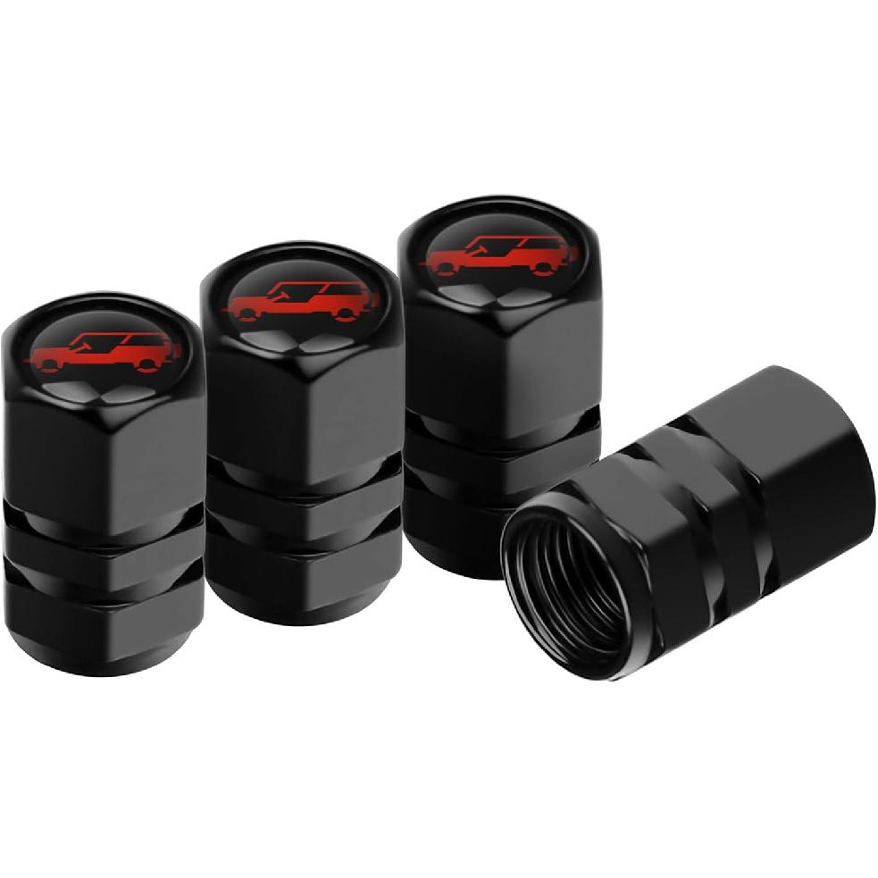 4PCS Car Tire Valve Stem Caps for Jeep Wrangler Accessories Aluminum Alloy Wheel Valve Covers Air Cap Cover Leak-Proof Tire Air Cap Set (Red)
