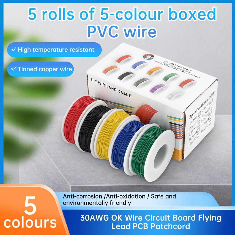 AWG Electric Wire, 6 Colors Stranded Tinned Copper Flexible Silicone Hookup Wire Kit for Electrical DIY/Car