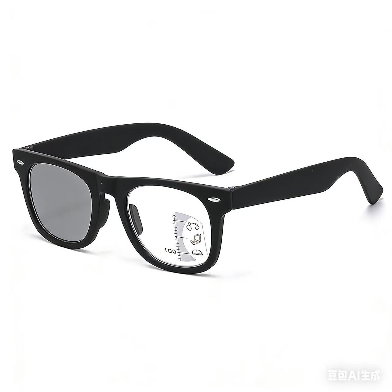 

Модные квадратные мультифокальные фотохромные очки с защитой от синего света для пресбиопии, унисекс, ретро, большие, для чтения +4 чёрный