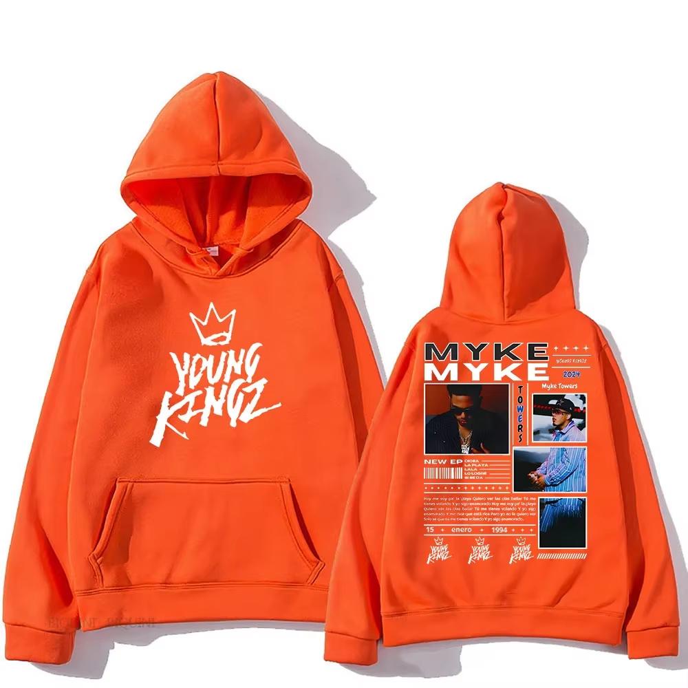 Rapero Myke Towers 2025 Tour Sudadera Informal Harajuku De Manga Larga Con Capucha Ropa De Lana Sudaderas Moda Sudadera Capucha