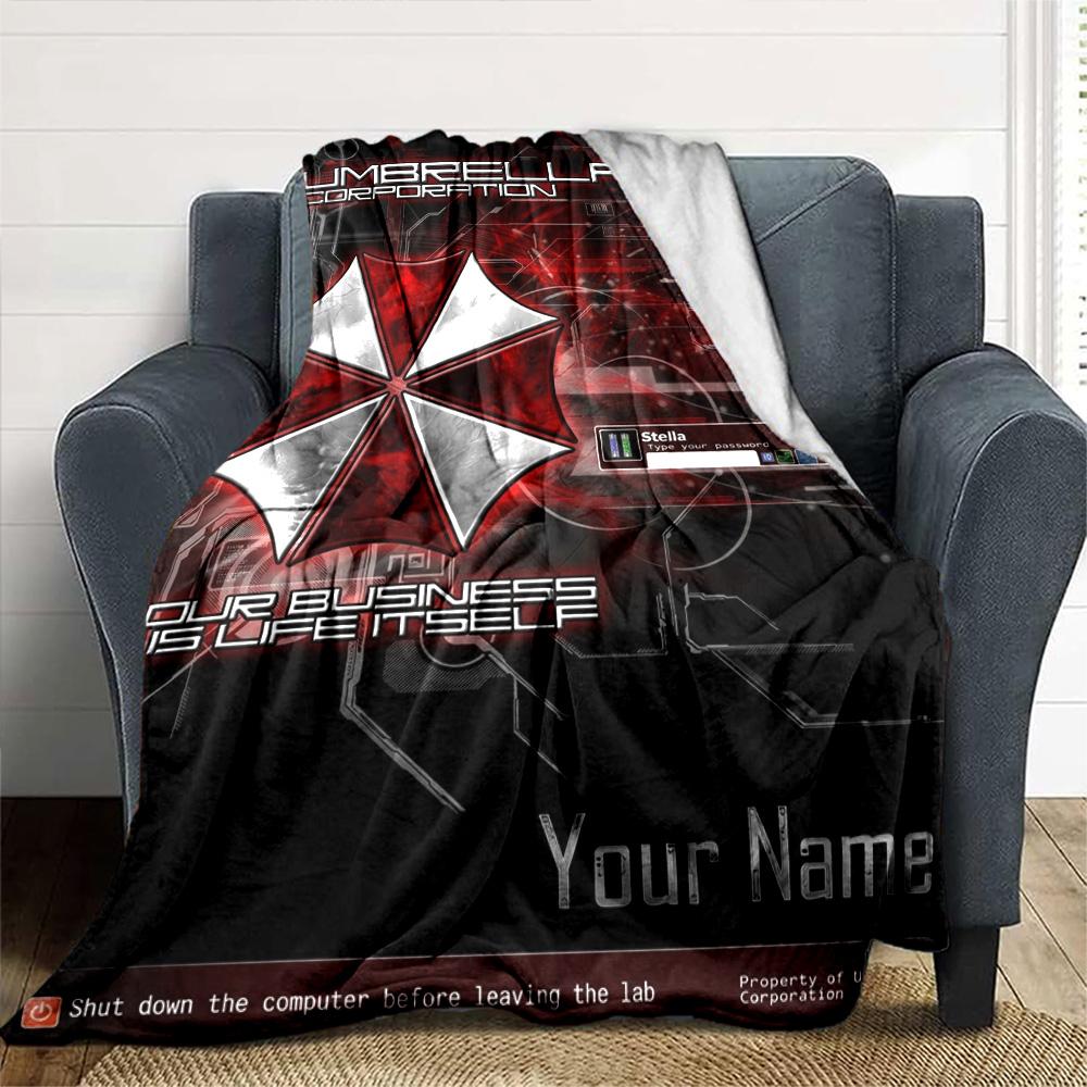Name Custom Umbrella Corporation Print Flannel Blanket High Quality Warm Comfortable Cover for All Seasons Perfect for Gifts Home Decor