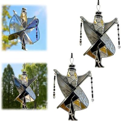 Handgjord Färgat Glas Spinner Färgrik Dansande Kung Mönster Vinddriven Dekor Hängande Stil Akryl Memphis Melodi Spinner
