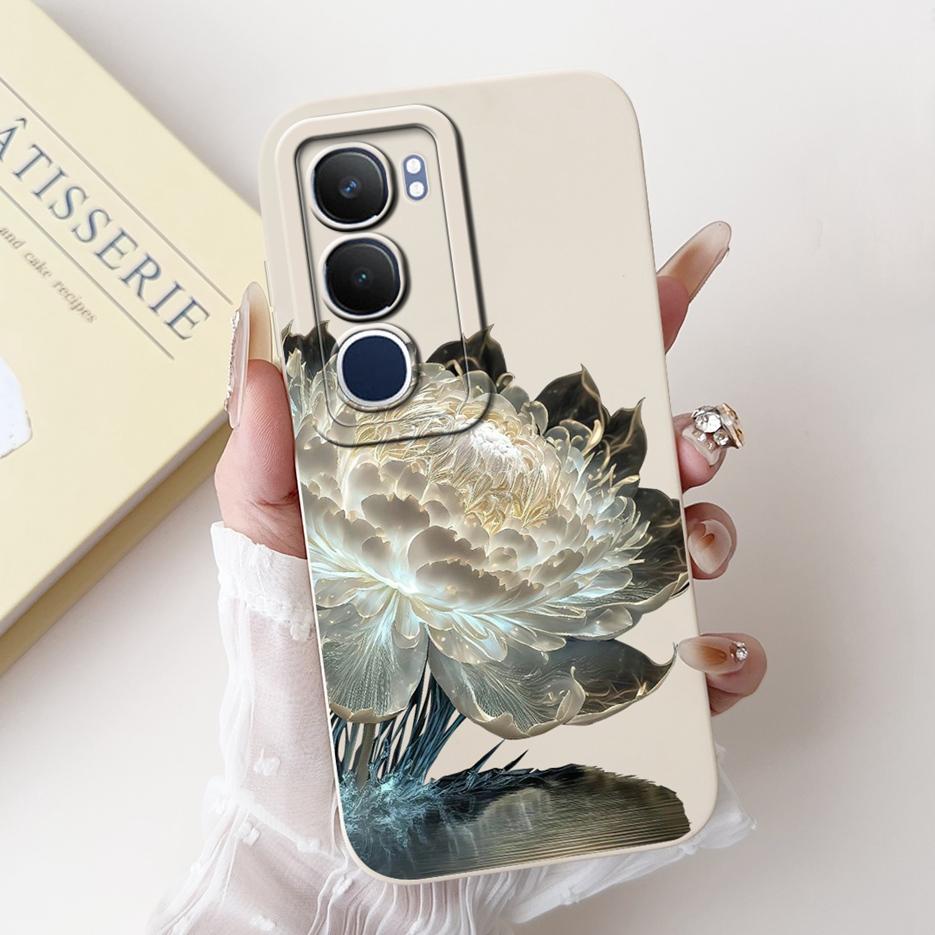Für Vivo Y19s 4G Hülle V2419 Süße Katze Gittermuster Abdeckung Stoßfest Weiches Silikon Handyhülle Für Vivo Y19s Y 19 s VivoY19s Fundas