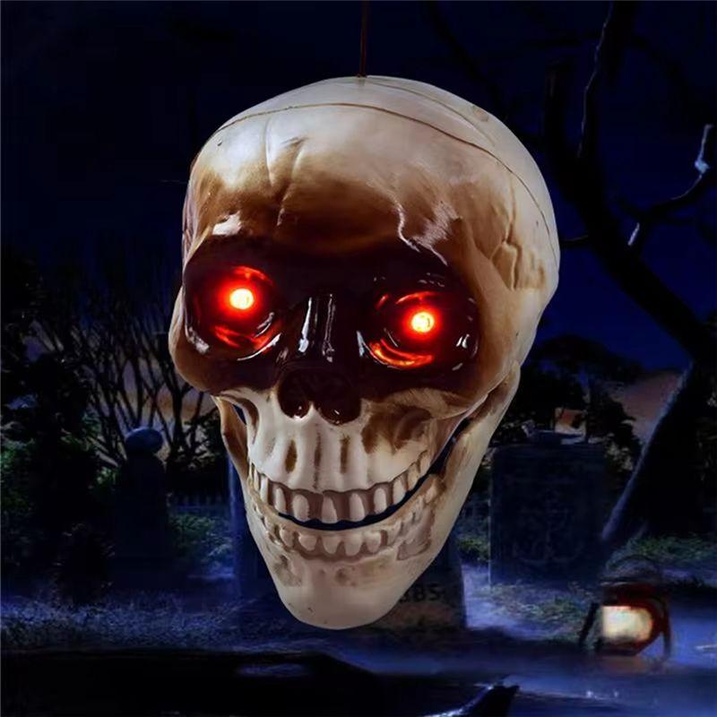 M-Modern-Spooky Skull Heads Halloween Decor Skull Heads With Motion Sensor Halloween Decorations Scary Sound Spooky Decoration