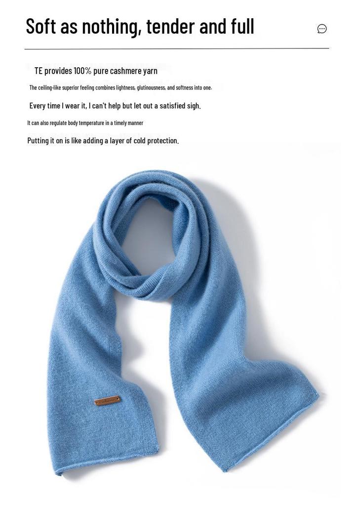 Unisex 35% Cashmere Knit Scarf - Solid Color Neck Warmer