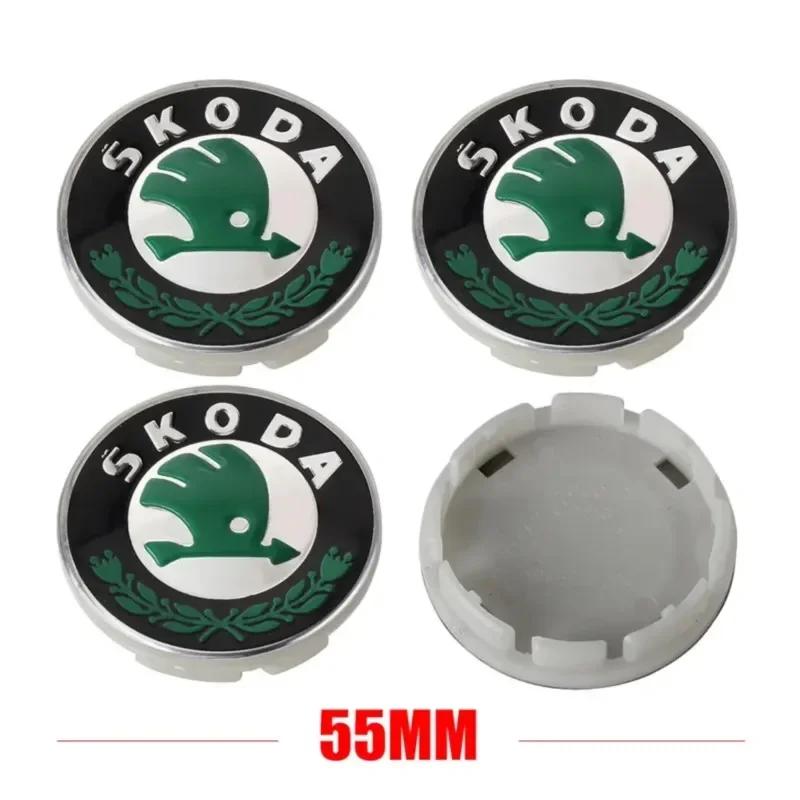 4 st 55 mm 65 mm bilfälgkapslar navkapslar fälgskydd för Skoda Octavia Rapid Kodiaq Karoq Fabia Kamiq Superb Derivativ