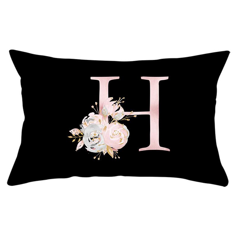 New Black Crown Letter Waist Pillow Cover for Home Peach Skin Sofa Waist Cushion Cover Car Cushion Cover