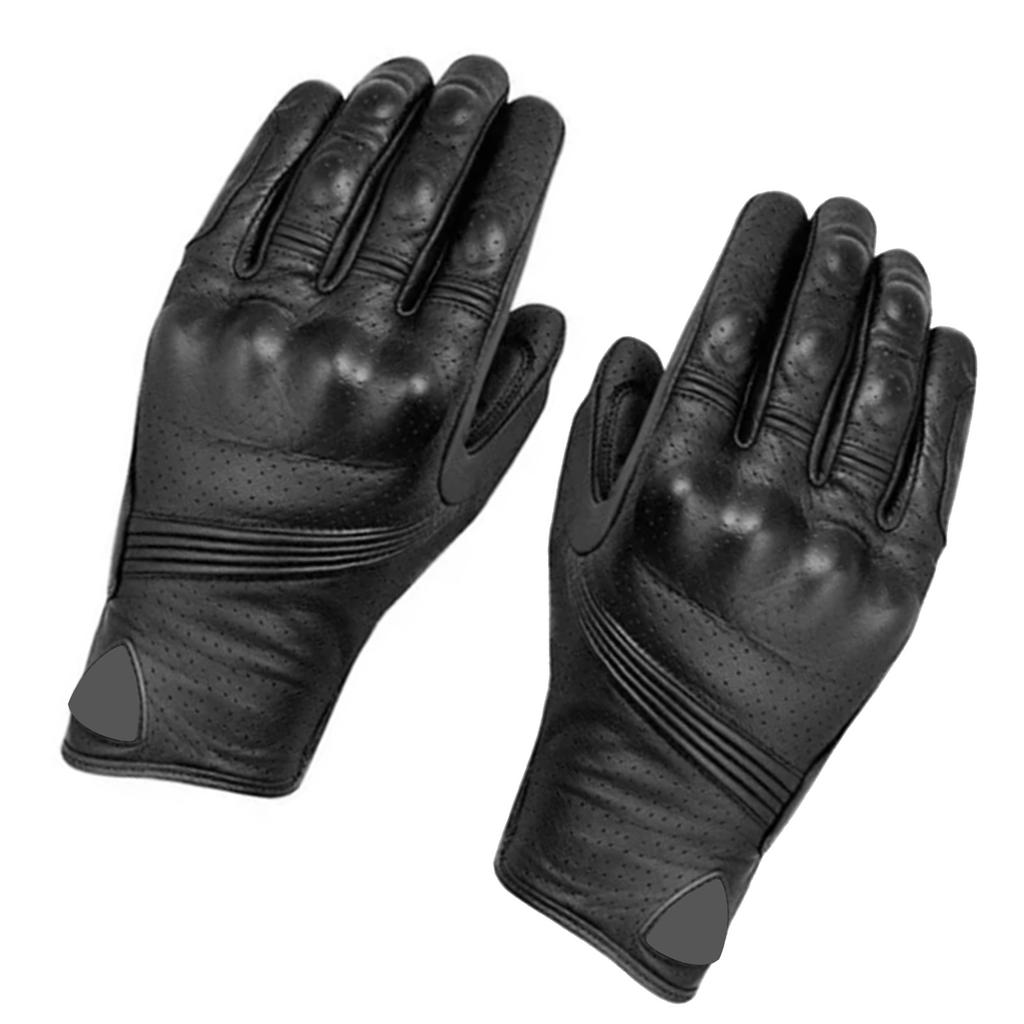 Full Leather Gloves Anti Slip Cold Weather Riding Gloves for Motorcycle Driving Black L