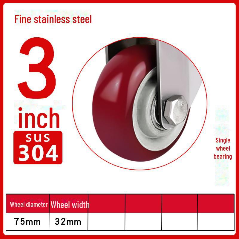 Medium 304 Stainless Steel Silent Caster Wheels with Brakes - Available In 3", 4", and 5" Sizes (Anti-Rust & Labor-Saving)