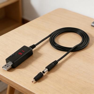 USB To D.C 5.5/3.5mm Power Cable Portable USB Power Booster 5V To 9V/12V Step Up Converter for Router Modem & Small Electronics
