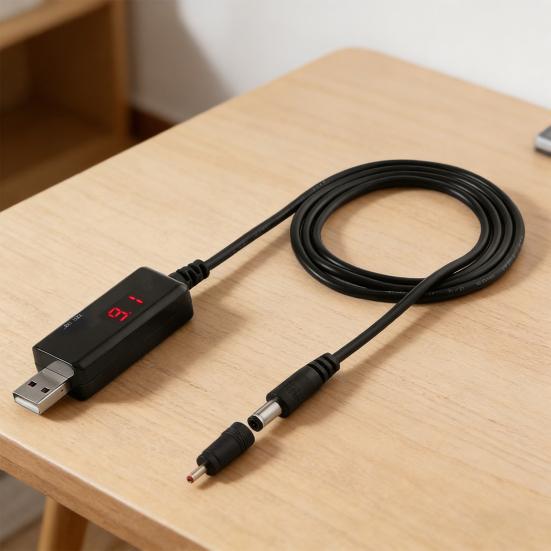 USB to D.C 5.5/3.5mm Power Cable Portable USB Power Booster 5V to 9V/12V Step Up Converter for Router Modem & Small Electronics