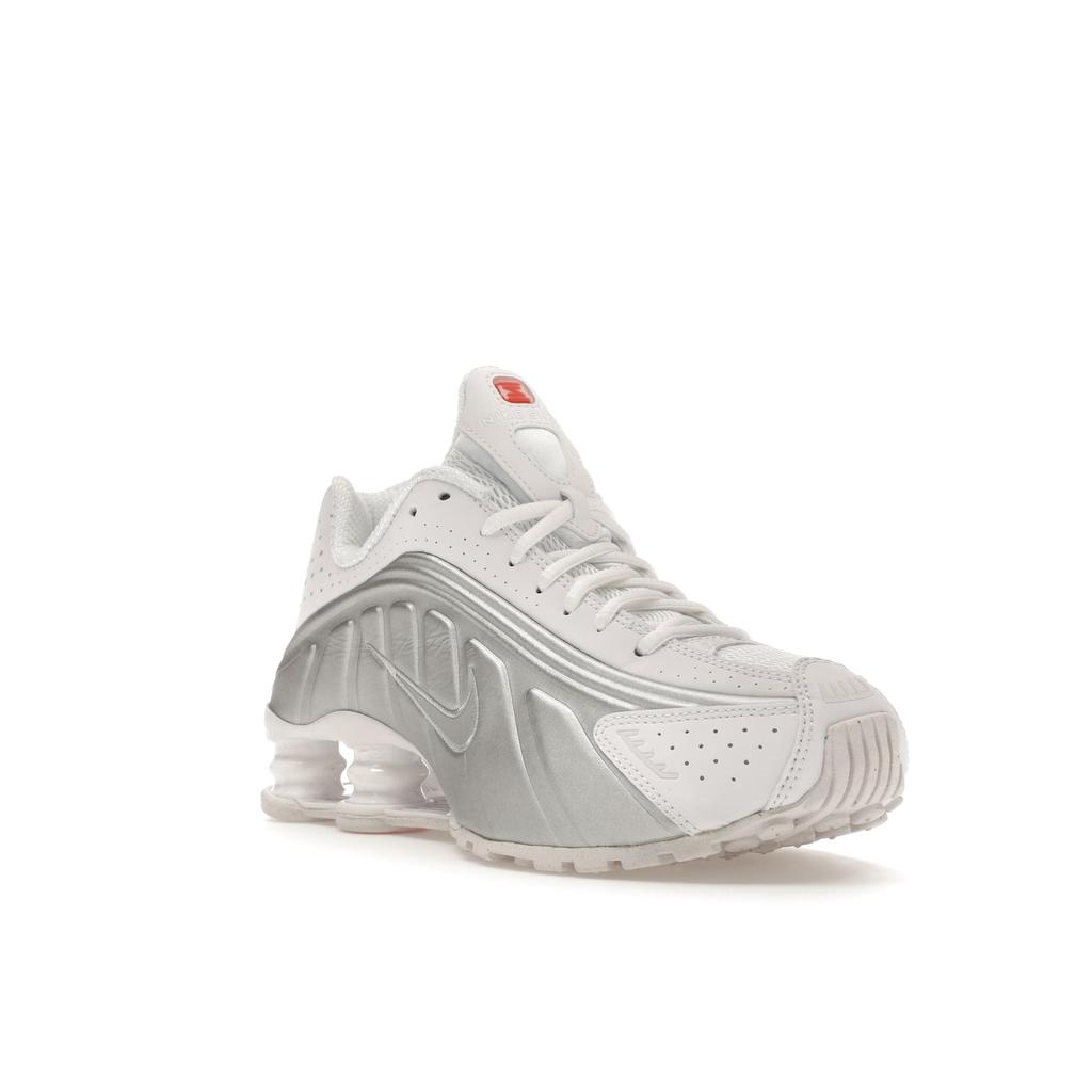 Nike  Shox R4 White Metallic Women Sneakers Metallic-Silver Max-Orange AR3565-101