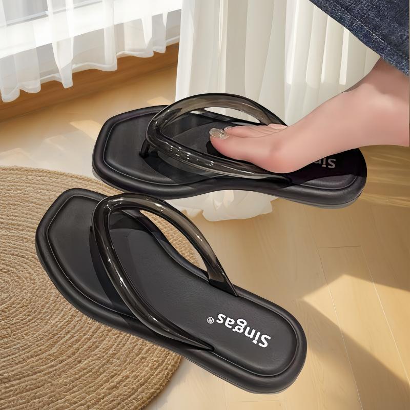 Summer New Transparent Foot Flip-flops Women Wear Soft-soled Non-slip Slippers Fashion Home Beach Sandals