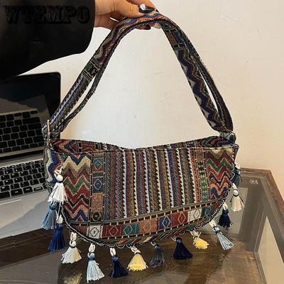 Handgewebte Umhängetasche im ethnischen Stil für Damen, Mode für den Frühherbst, Umhängetasche