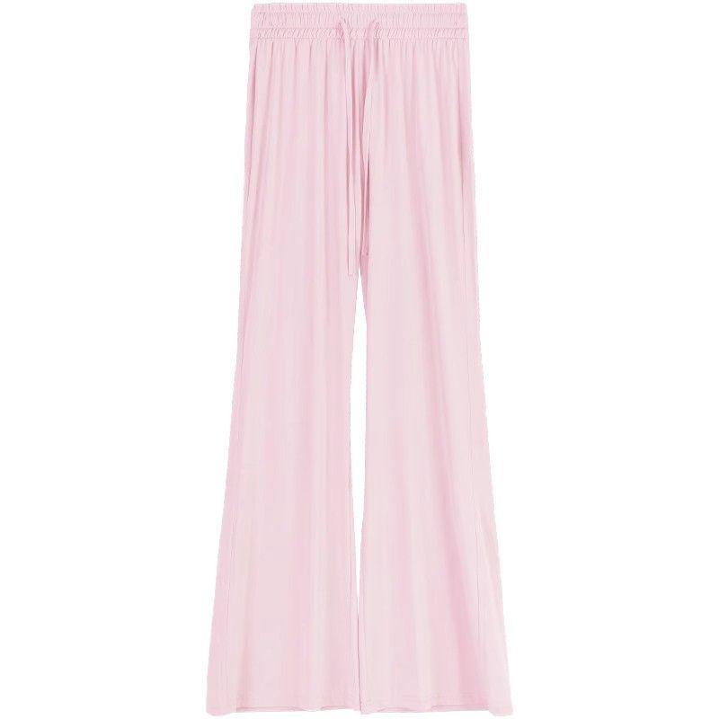Women's High Waist Pink Ice Silk Sun Protection Flare Pants - Summer 2025 Slimming Casual Trousers