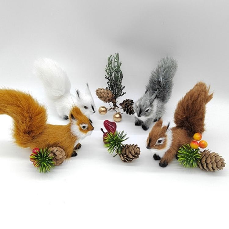 Simulated Squirrels Statue Stuffed Animals Plush Figure for DIY Crafts Displays