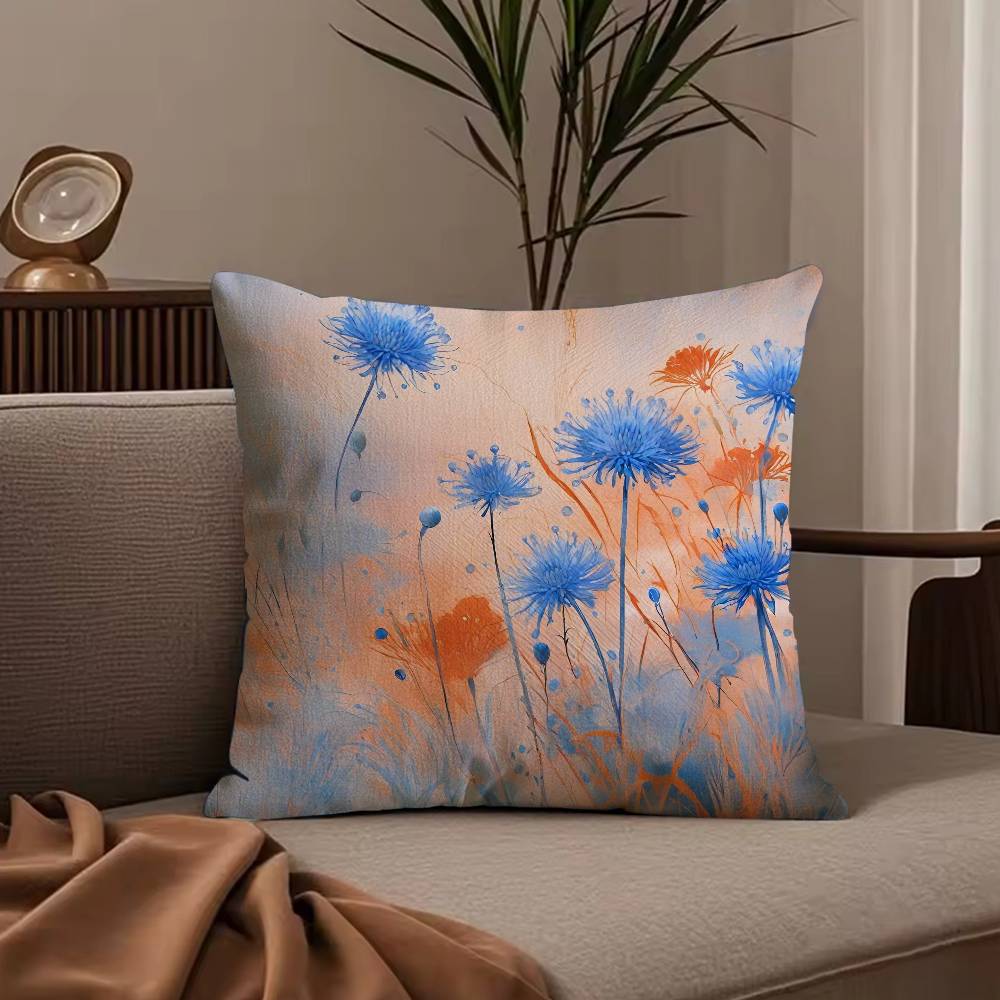 fashion Cornflower Pillow Case Anti-dustmite Pillowcase Invisible zipper silky short plush Sofa cushion cover