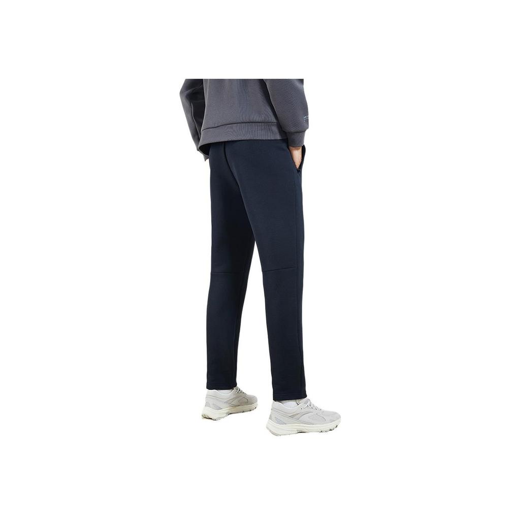 Anta Solid Color Brand Print Straight Leg Sports Pants Men Bottoms Black 152237310-1