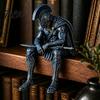 Shelf Sitter Decor Ancient Greek Warrior Statue, Sitting Soldier Figurine with Handcrafted Decorative Figures Helmet, Historical Desktop Ornament for